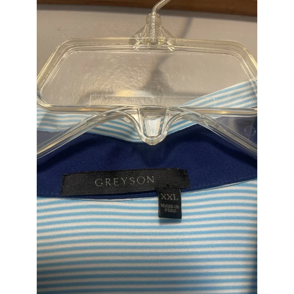 Grayson Performance Golf Polo Blue Stripe Men's 2XLT. NWOT lightweight.